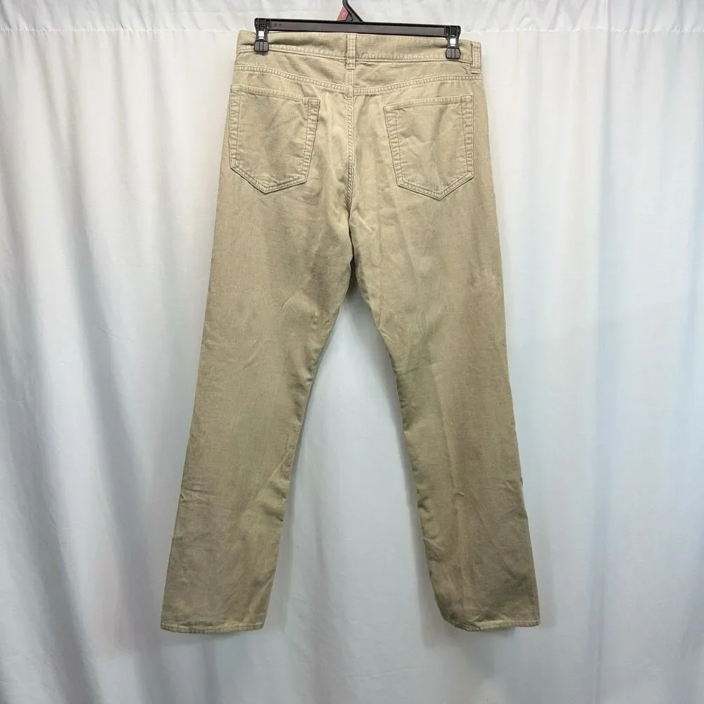 J Crew Corduroy Pants Mens 33x32  Brown Tan Straight Preppy Casual Academia
